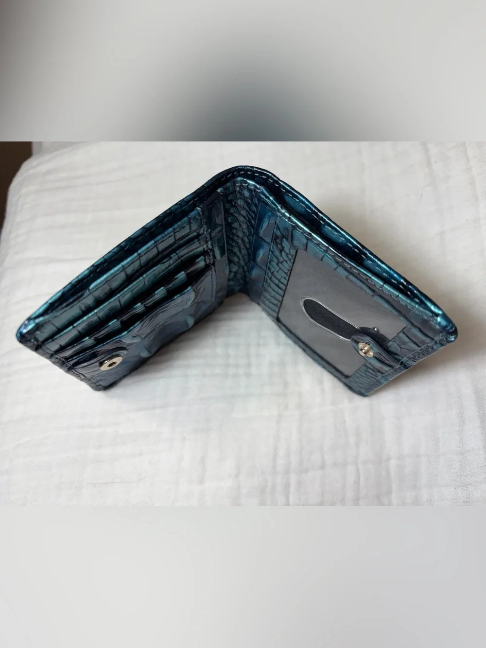 Brahmin Jane Mini Bifold Snap Wallet Aura Blue Melbourne